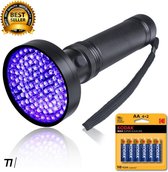 TIKKENS UV Lamp XXL - UV Zaklamp -100 Ultraviolet LED's - Blacklight Zaklamp - Inclusief 6 AA Batterijen - Detector Urine/Vals Geld/Overige Vlekken - 395nm