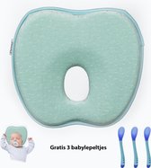Huntex Bébé Huntex avec cuillères gratuites - contre dos plat - Blauw/ vert - velours doux - orthopédique - mousse à mémoire - cadeau de maternité