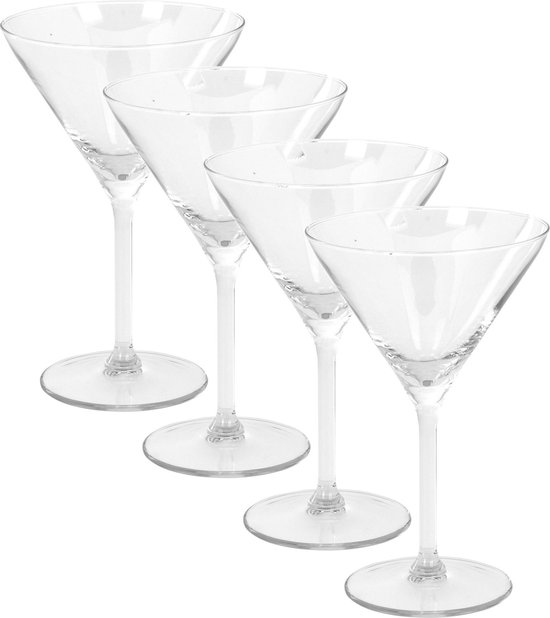 4x Cocktailglazen/martiniglazen 260 ml van glas - 26 cl - Keukenbenodigdheden - Bar/cafebenodigdheden - Glazen - Martiniglazen - Cocktailglazen