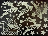 1x Kerst raamversiering glow in the dark raamstickers 29,5 x 40 cm - Raamversiering/raamdecoratie stickers