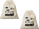 4x Sint en Piet cadeauzak met sluitkoord - katoenen / jute zak - Sinterklaas - kadozak voor kleine cadeaus / pakjesavond