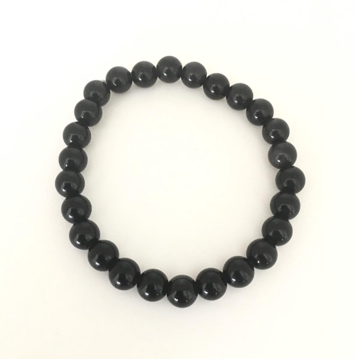 Obsidiaan armband zwart 6 mm bescherming en inzichtgevende en reinigende steen