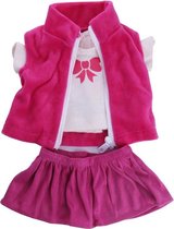 Poppenkleertjes 43 cm - Roze kleding set met shirtje, rokje en vest - Geschikt voor o.a. baby born en grote zus