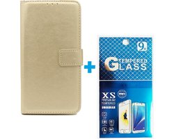 Portemonnee Book Case Hoesje + 2x Screenprotector Glas Geschikt voor: Huawei P Smart Z / Honor 9X -  goud