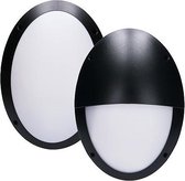 LED Buitenlamp - Zwart - Ovaal - E27-fitting - IP66 - IK10 - met 2 afdekkingen