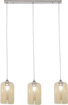 Design hanglamp 100 cm met 3 grijskleurige glaslampen