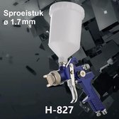 Yanzhi Verfpistool H-827 met bovenbeker – ø 1.7 mm – Verfspuiten elektrisch – 600 ml inhoud – Verfspruit voor compressor – Air brush pistool – Blauw