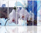 Schilderij , Witte Orchidee 2 , 4 maten , 5 luik , multikleur , Premium print , XXL