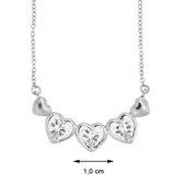 Blinx Jewels Zilveren Hanger Hartjes Stenen Zirkonia incl. Ketting