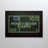 Walljar - Money Never Sleeps - Muurdecoratie - Poster met lijst