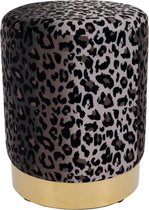 Velvet poef - poef - gouden rand - velvet-dessign- leopard design | bol.com