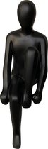sculptuur man zittend hoog 50 cm zandsteen mat zwart decoratief