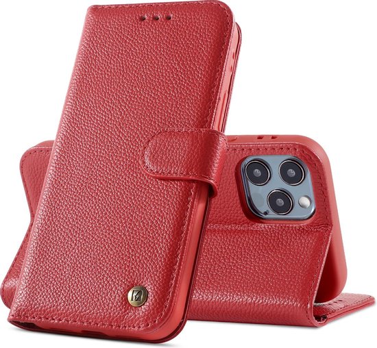 Bestcases Echt Lederen Wallet Case Telefoonhoesje iPhone 11 Pro Max - Rood