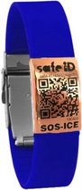 Safe-id Sos-armband Qr-code 22 Cm Rvs/siliconen Blauw/rosé