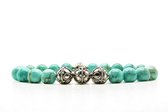 Beaddhism - Armband - Turquoise - Zilver - Yasa 3 - 8 mm - 17 cm