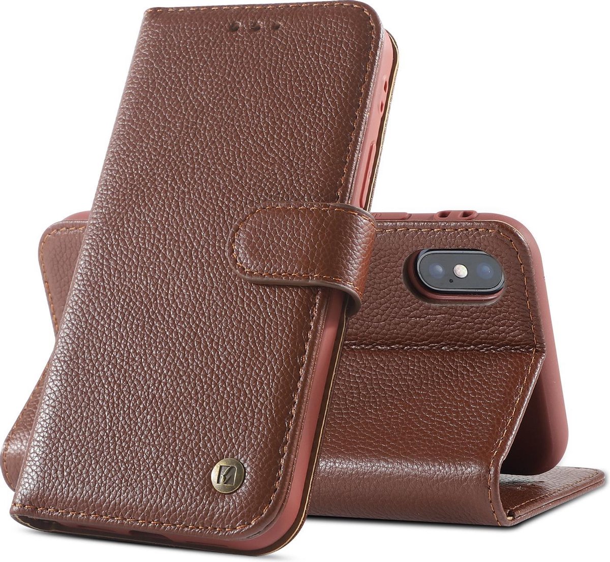 Bestcases Echt Lederen Wallet Case Telefoonhoesje iPhone Xs Max - Bruin