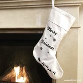 Kerstsok Merry Christmas - Witte kerstsok - Christmas Stockings - Kerstdecoratie - Kerstsok met naam