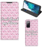 Hoesje Geschikt voor Samsung Galaxy S20 FE Bookcase Flowers Pink Don't Touch My Phone