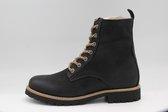 AQA 7540 Zwarte biker- boot/ veter laarsje met bont- maat 38