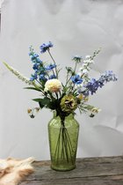 Zijden Boeket - Blauw Wit - 70 cm hoog - Kunstbloemen -