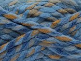 Breiwol dik blauw, wit, camel tinten kleurenmix gemeleerd – breien of haken met dikke brei wol 25% gemengd met 75% acryl garen – breinaalden dikte 10/12 mm – self striping knitting
