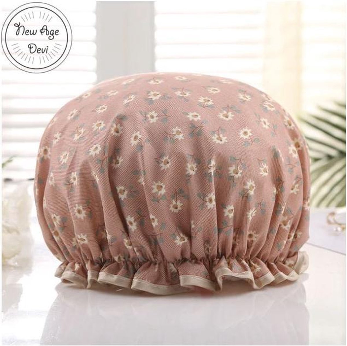 Dikke 1Stuks Douche muts - Shower Cap - Margriet Peach - Waterdicht - BadMuts - Dubbele Laag - Douchemuts Haar Cover Bedekking - Vrouwen Benodigdheden DoucheCap Badkamer Accessoires - New Age Devi