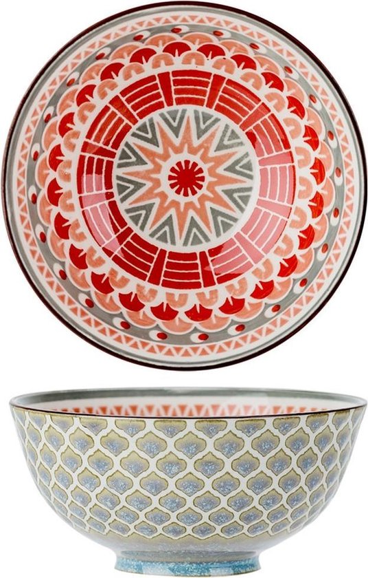 Bol à soupe oriental/plat de service rouge en porcelaine 12 cm rond avec  baguettes... | bol.com