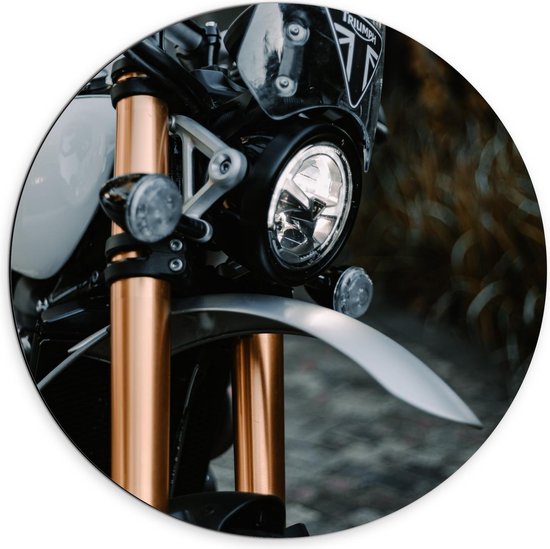Dibond Wandcirkel - Voorkant Motor - 70x70cm Foto op Aluminium Wandcirkel (met ophangsysteem)
