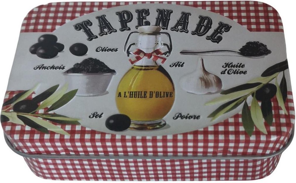 Metalen blik voor zeep Tapenade - Vintage voorraadblik - Franse handzeep - Marseille zeep Marseillezeep
