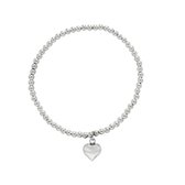 Armband dames | Zilveren armband, bolletjes met hanger, hart