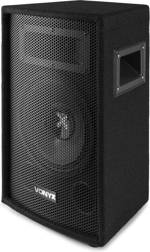 Zwarte Vonyx SL8 PA Disco Speaker met metalen grill en Vonyx logo.
