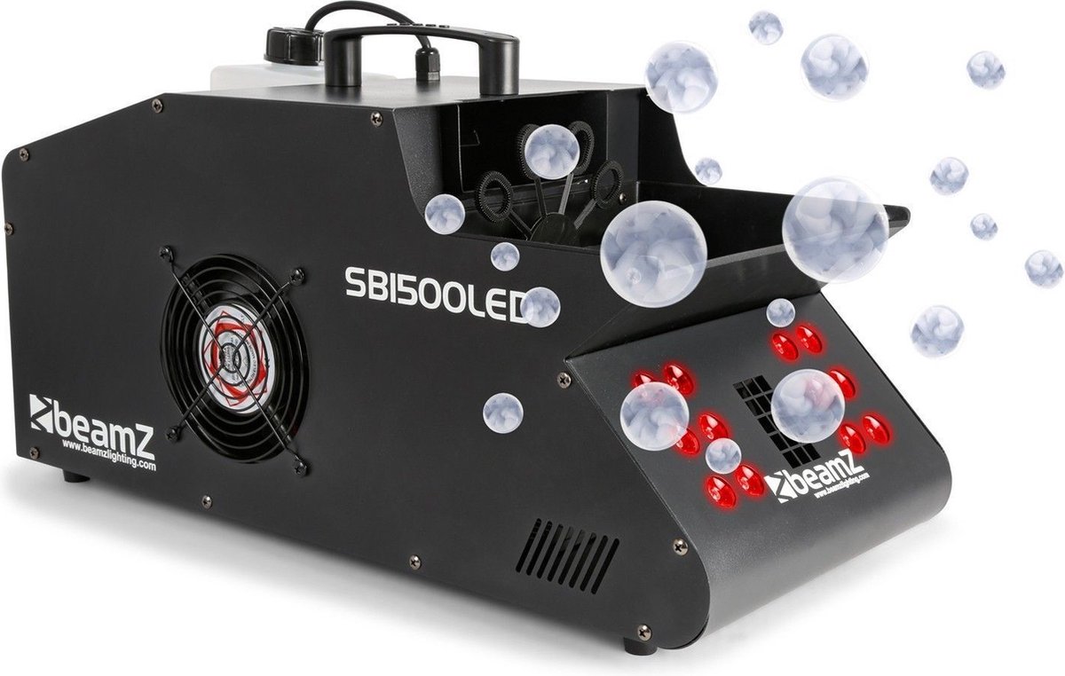Rookmachine & Bellenblaasmachine - BeamZ SB1500LED rook & bellenblaasmachine in één met RGB LED's - BeamZ