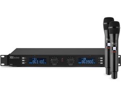Draadloze microfoonset - Power Dynamics PD632H draadloze UHF microfoonset met 2x handmicro