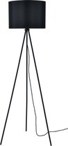 Staande lamp - Vloerlamp - Metaal & stof - Zwart - Fitting 1 x E27 - Lampenkap (Ø) 40 cm - Afmeting (H) 150 cm