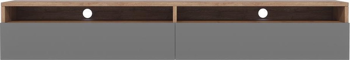 Maison’s Tv meubel – Tv Kast meubel – Tv meubel – Tv Meubels – Tv meubels hout – Bruin – Eiken hout – Grijs – Rednaw – 200x30x31cm