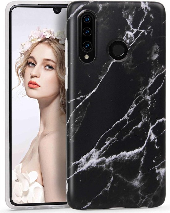 Huawei P30 Lite - Zwart - Marbre - Coque en TPU souple