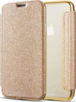 Apple iPhone XR Flip Case - Goud - Glitter - PU leer - Soft TPU - Folio