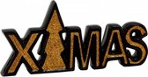 X-MAS - Decoratieve Letters Xmas - decoratief figuur kerst - zwart en goud glitters - Xmas Tekst - Porselein