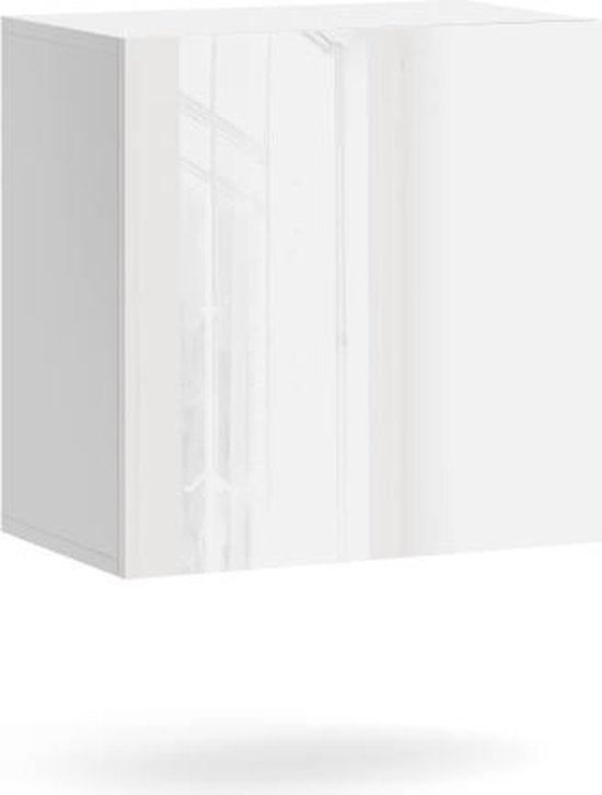 Hangkast Vierkant Wit & Hoogglans Wit – Clean design – 50x30x50 cm