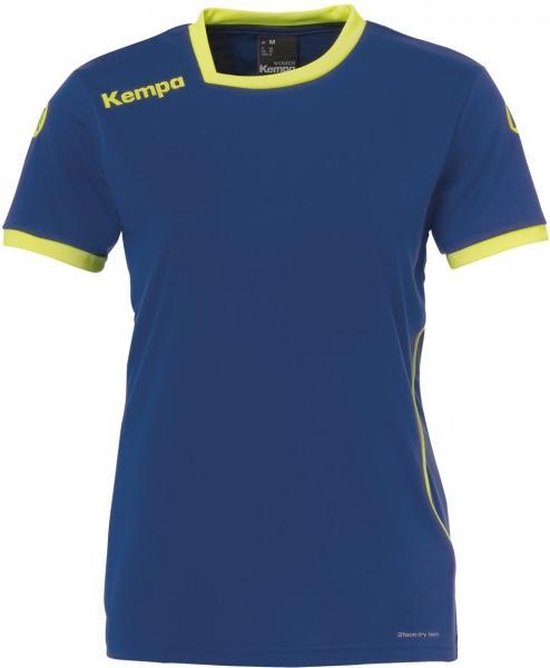 Kempa Curve Shirt Dames - Donkerblauw / Geel - maat XS