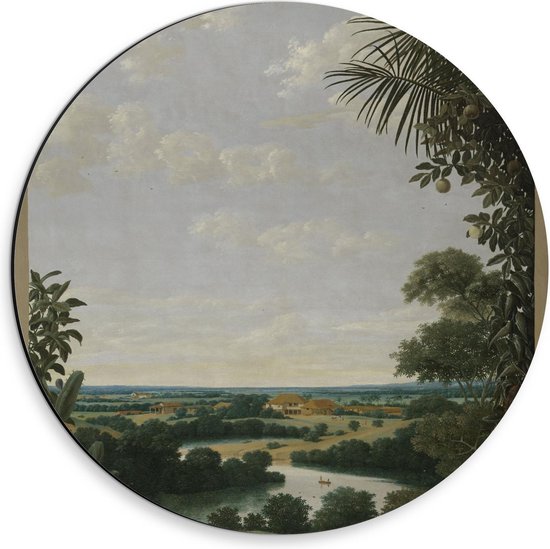 Dibond Wandcirkel - Oude meesters - Landschap in Brazilië, Frans Jansz. Post, 1652 - 30x30cm Foto op Aluminium Wandcirkel (met ophangsysteem)