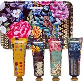 Heathcote & Ivory London travel collection – showergel bodylotion bodyscrub  – 4 tubes in bewaarblik - vegan - cruelty free