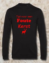 Sweater met opdruk “Tijd voor een foute kerst” Zwarte sweater met rode opdruk.  Een echte foute kersttrui!