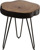 Pippa Design bijzettafel met tafelblad in boomstam-look en metalen poten - hout