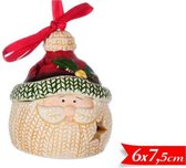 Kerstbal in de vorm van een kerstman | set van 3 stuks | 6 x 7,5 cm.