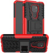 Rugged Kickstand Back Cover - Motorola Moto G9 Play Hoesje - Rood