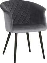 Nancy's Kittitas Eetkamerstoel - Moderne en Elegante Vrijetijdsstoel - Eetkamerstoelen - Metalen Poten - Grijs - 61 x 55 x 77 cm (L x B x H)