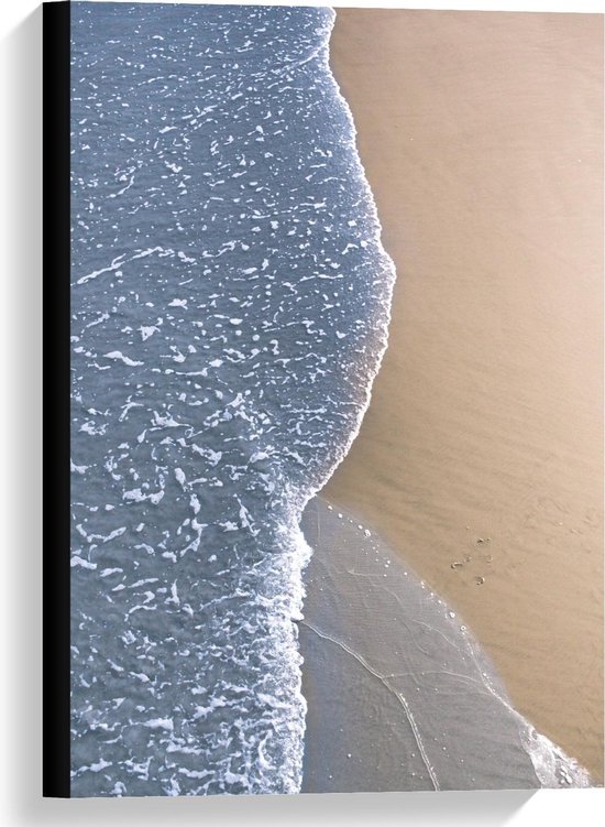Canvas  - Blauwe Zee bij Strand - 40x60cm Foto op Canvas Schilderij (Wanddecoratie op Canvas)