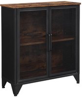 Nancy's Boston Opbergkast - Commode Kasten - Boekenkast - Dressoir - Kast met 2 Planken - 2 Metalen Deuren - (75 x 33 x 80 cm)