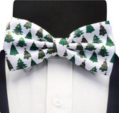 Fun vlinderstrik Wit met Kerstbomen (31503)